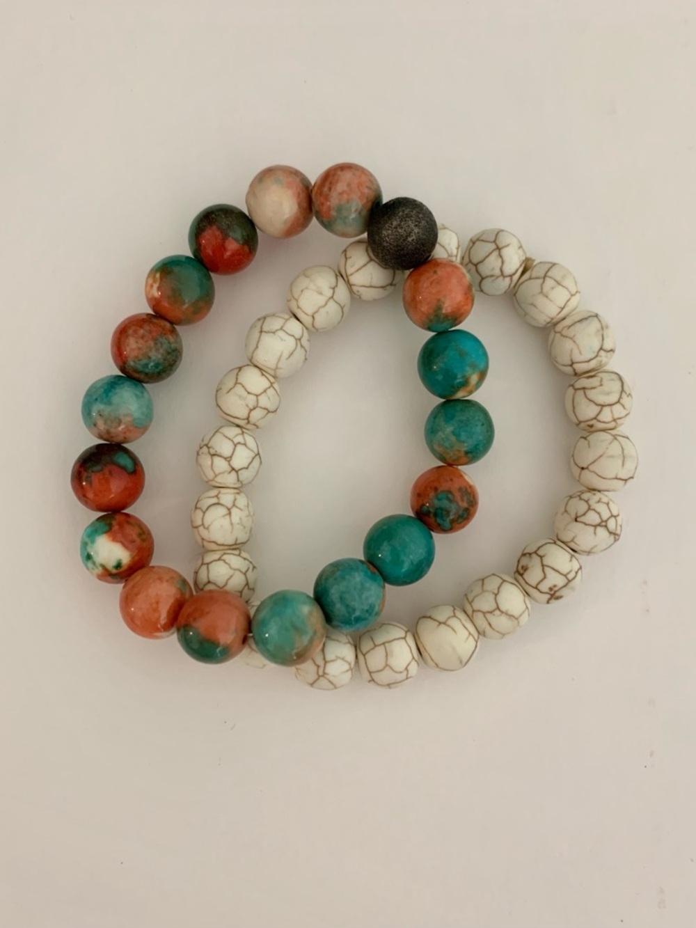 Multicolor Turquoise & White Howlite Beaded Stretch Bracelet Set